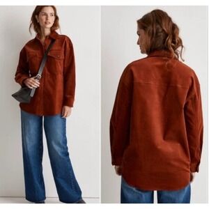 Madewell Oversized Corduroy Shirt Jacket‎ Rust Orange NM649 Womens Medium FA23